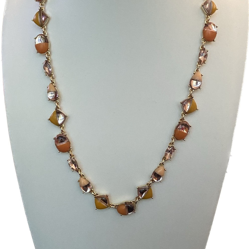INC International Concepts Gold Tone Stone Collar Necklace Orange One Size